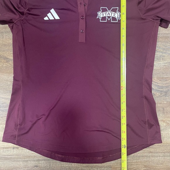 Adidas Mississippi State Bulldogs Polo Shirt Women's Large Maroon Aeroready - Picture 5 of 8